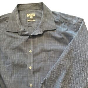 Merona Long Sleeve Button Up Shirt - Mens Size XXL - Blue and White - Non-Iron